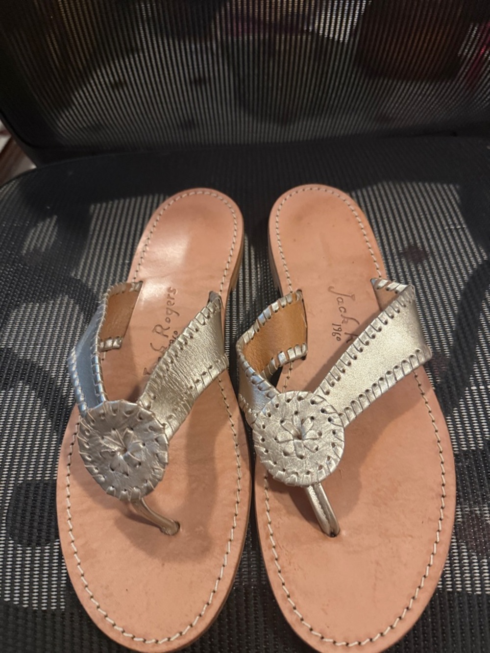 Metallic Gold Leather Thong Sandals